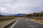 花の都公園内県道から富士山