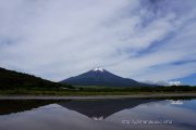 水たまりに映る逆さ富士