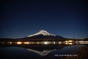 スーパームーンに照らされた富士山