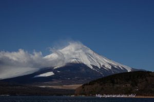 風で荒れている富士山