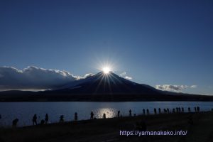 今年初の山中湖畔からのダイヤモンド富士