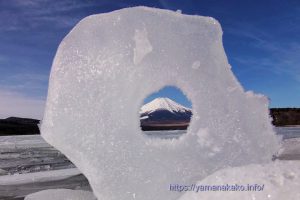 氷の穴から富士山