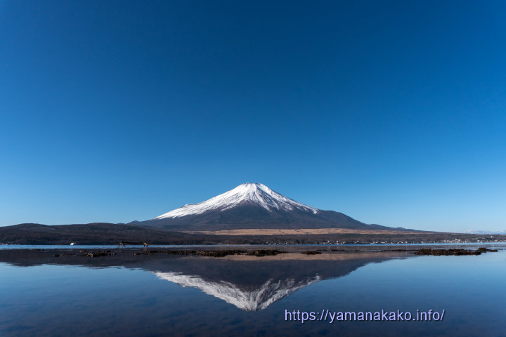 青空の下に逆さ富士