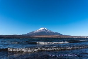 波打ち際から望む富士山
