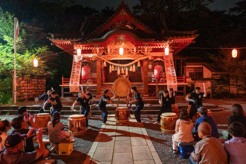 8/15、山中明神太鼓納涼打ち込み